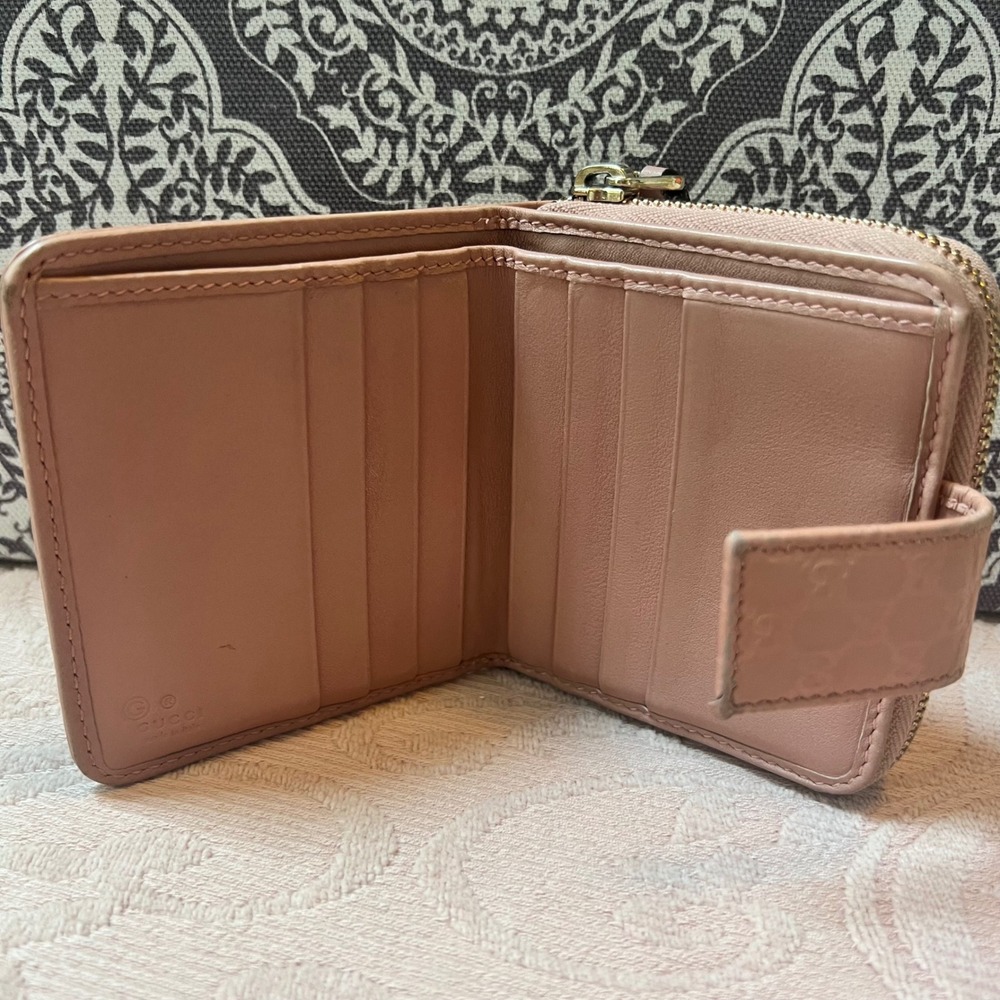 Gucci Microguccissima Pink Leather Compact Bifold Zip Wallet 449395 - Picture 6 of 8